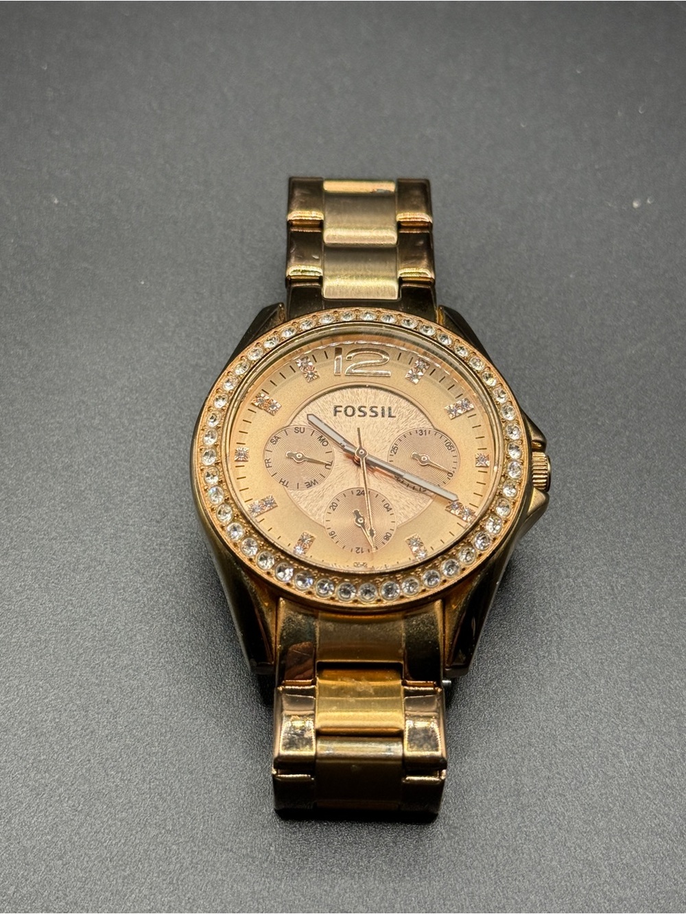 Fossil Riley Rose Gold Crystal Watch